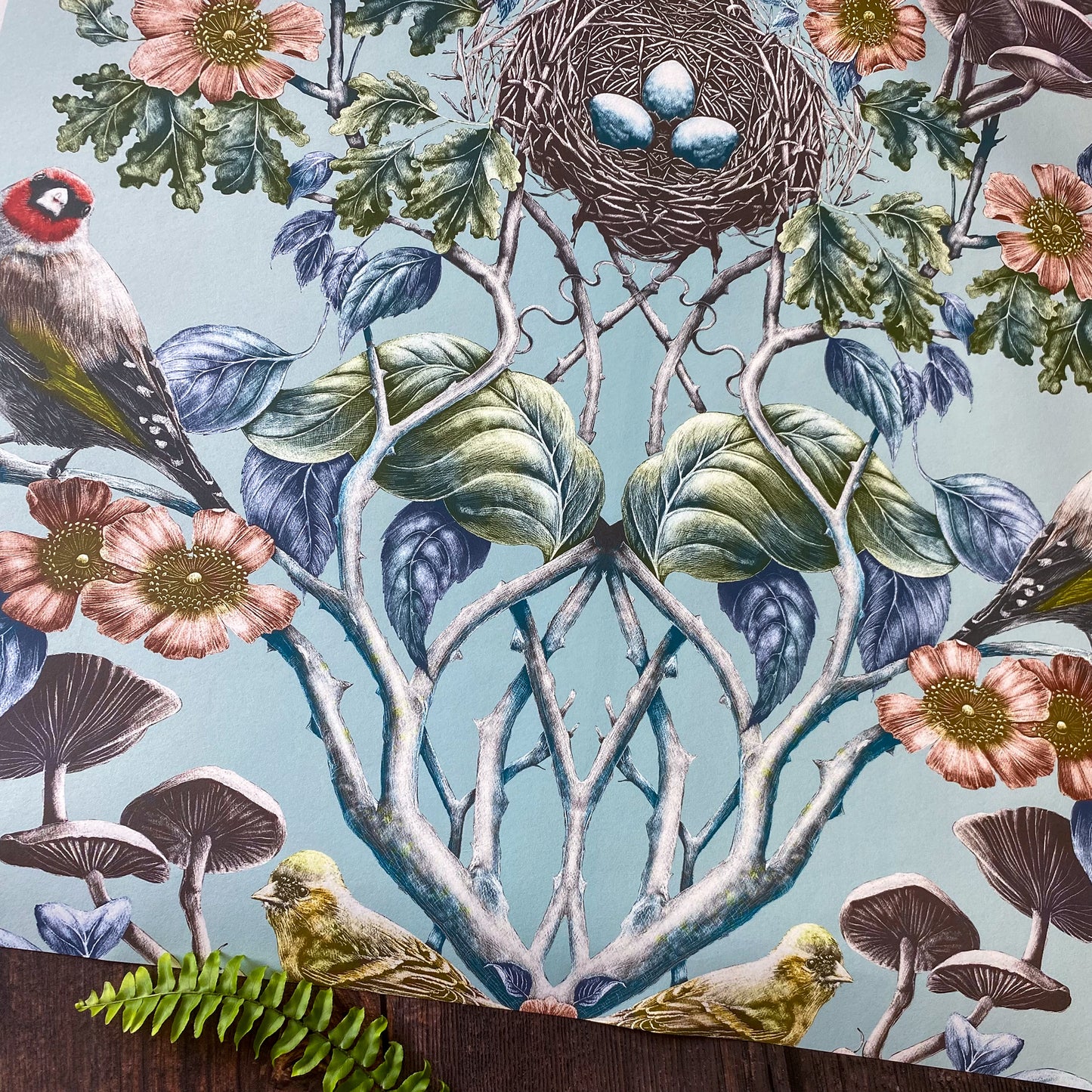 Wild Hedgerow Blackbird's Egg Wallpaper A3 SAMPLE