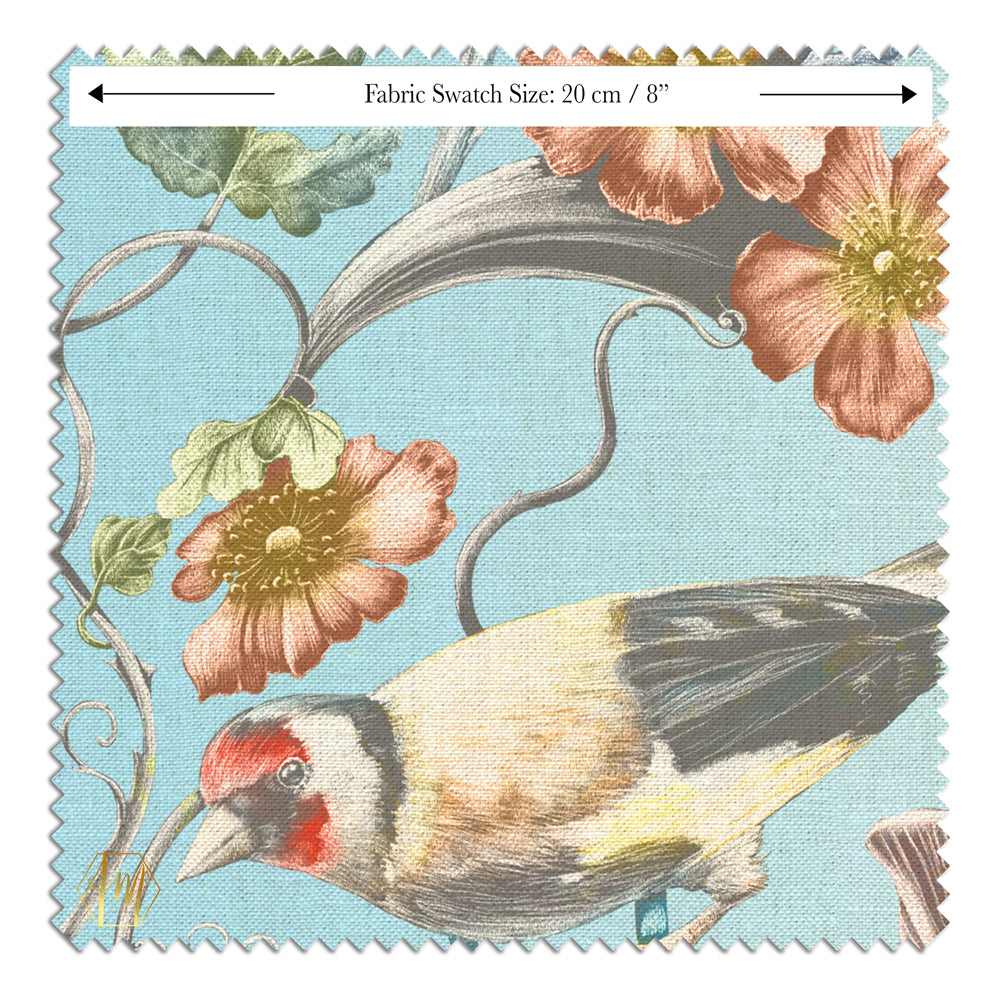 Wild Hedgerow Blackbird's Egg Linen Fabric