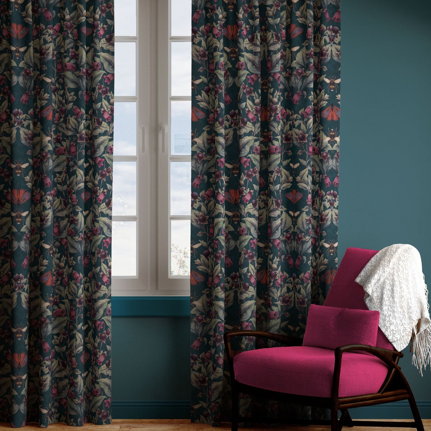 Deadly Nightshade Linen Fabric in Midnight SAMPLE