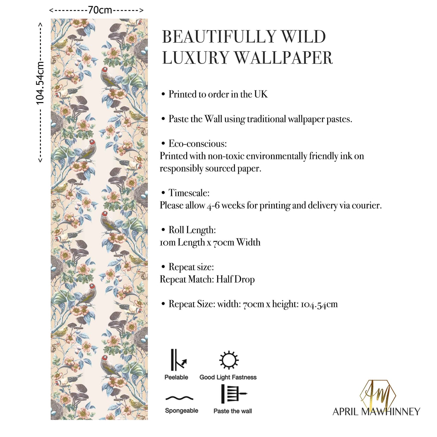 Wild Hedgerow Songthrush Wallpaper A3 SAMPLE