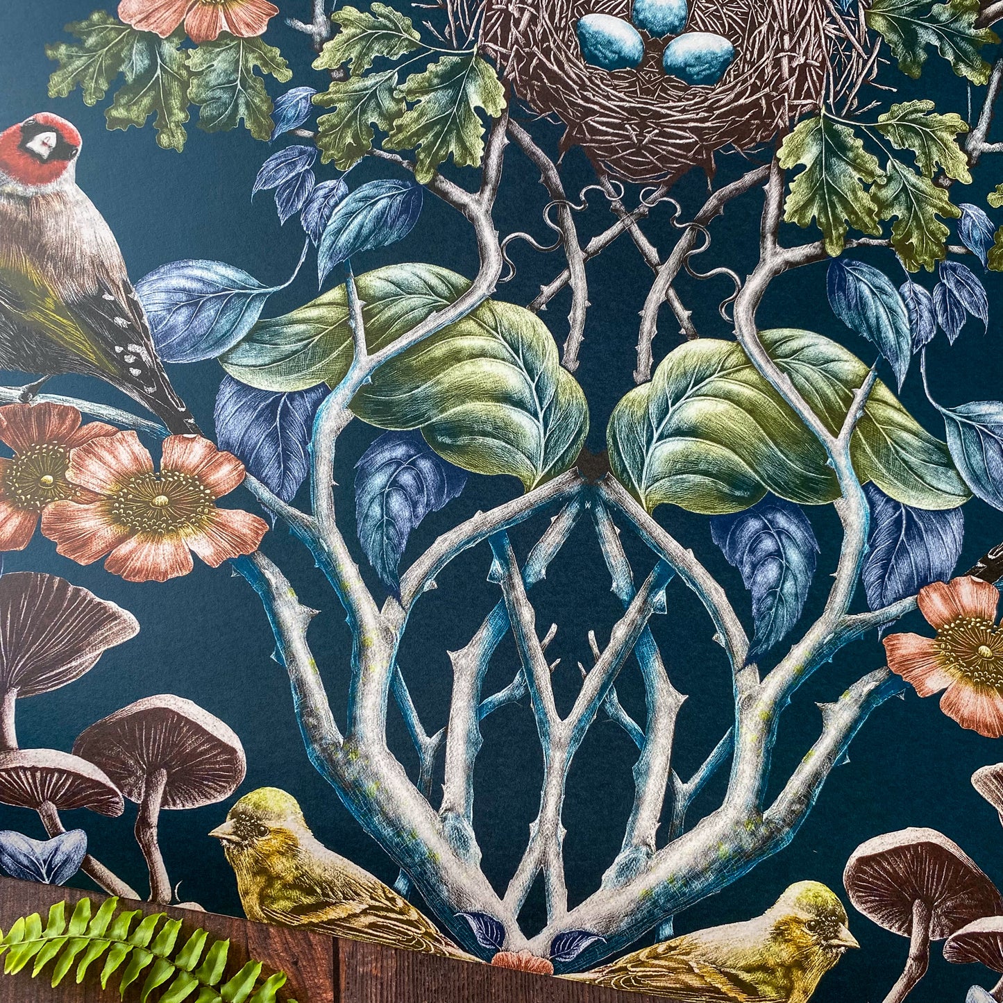 Wild Hedgerow Super Wide Wallpaper in Raven's Wing