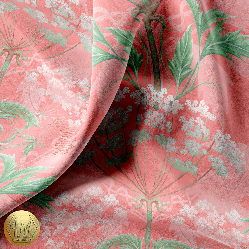 Hemlock Pimpernel Pink Fabric (Linen or Velvet)