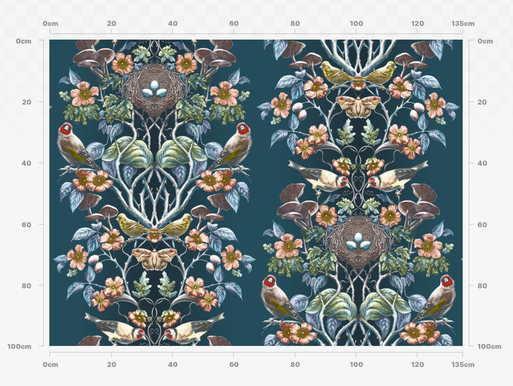 Wild Hedgerow Raven's Wing Linen Fabric