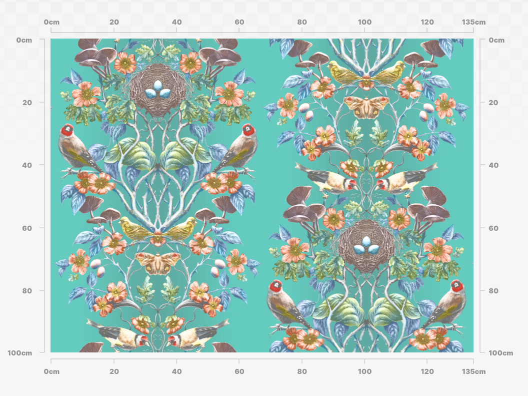 Wild Hedgerow Kingfisher Linen Fabric