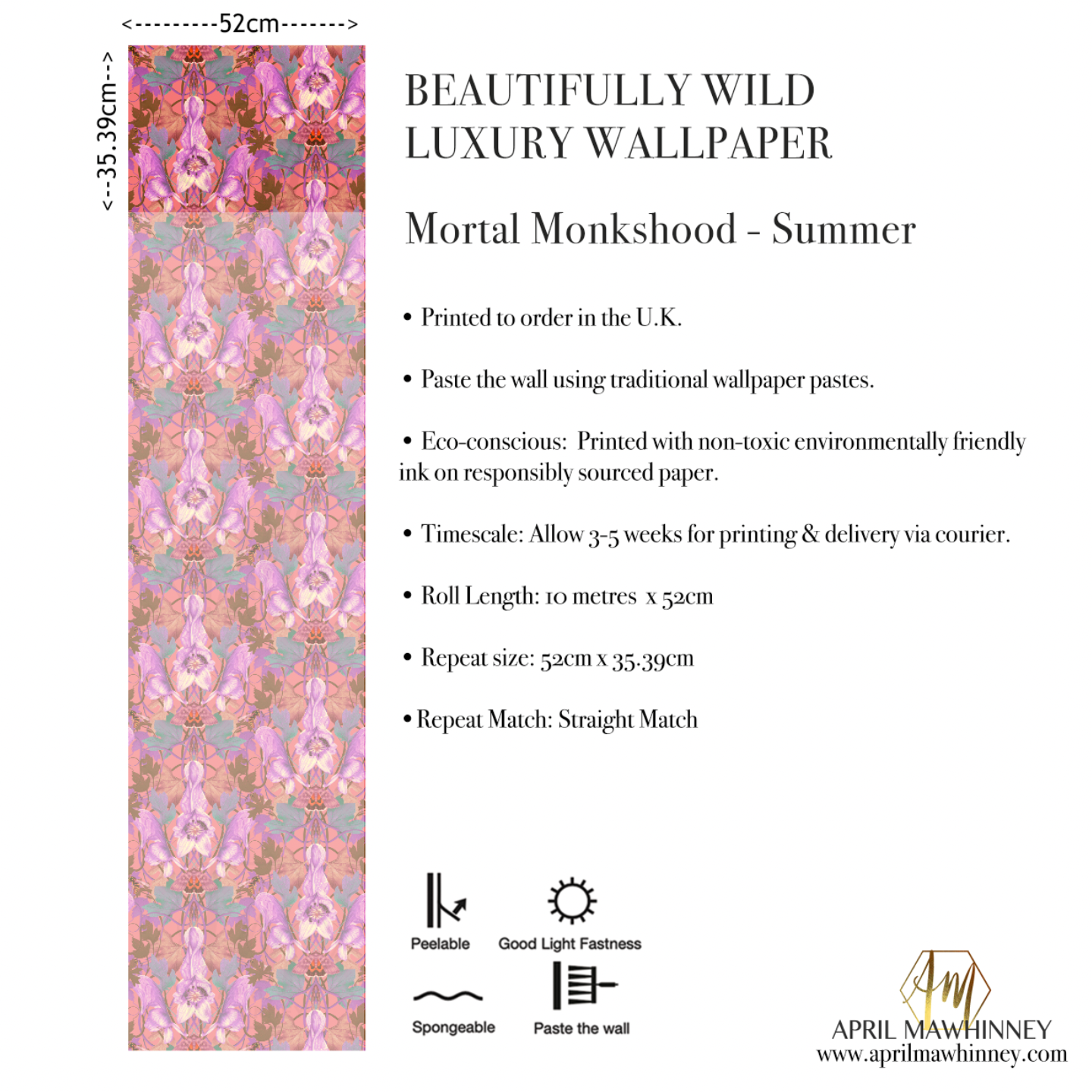 Mortal Monkshood Wallpaper SAMPLE - Summer | Bold Statement Floral Wallpaper (Paste the wall)