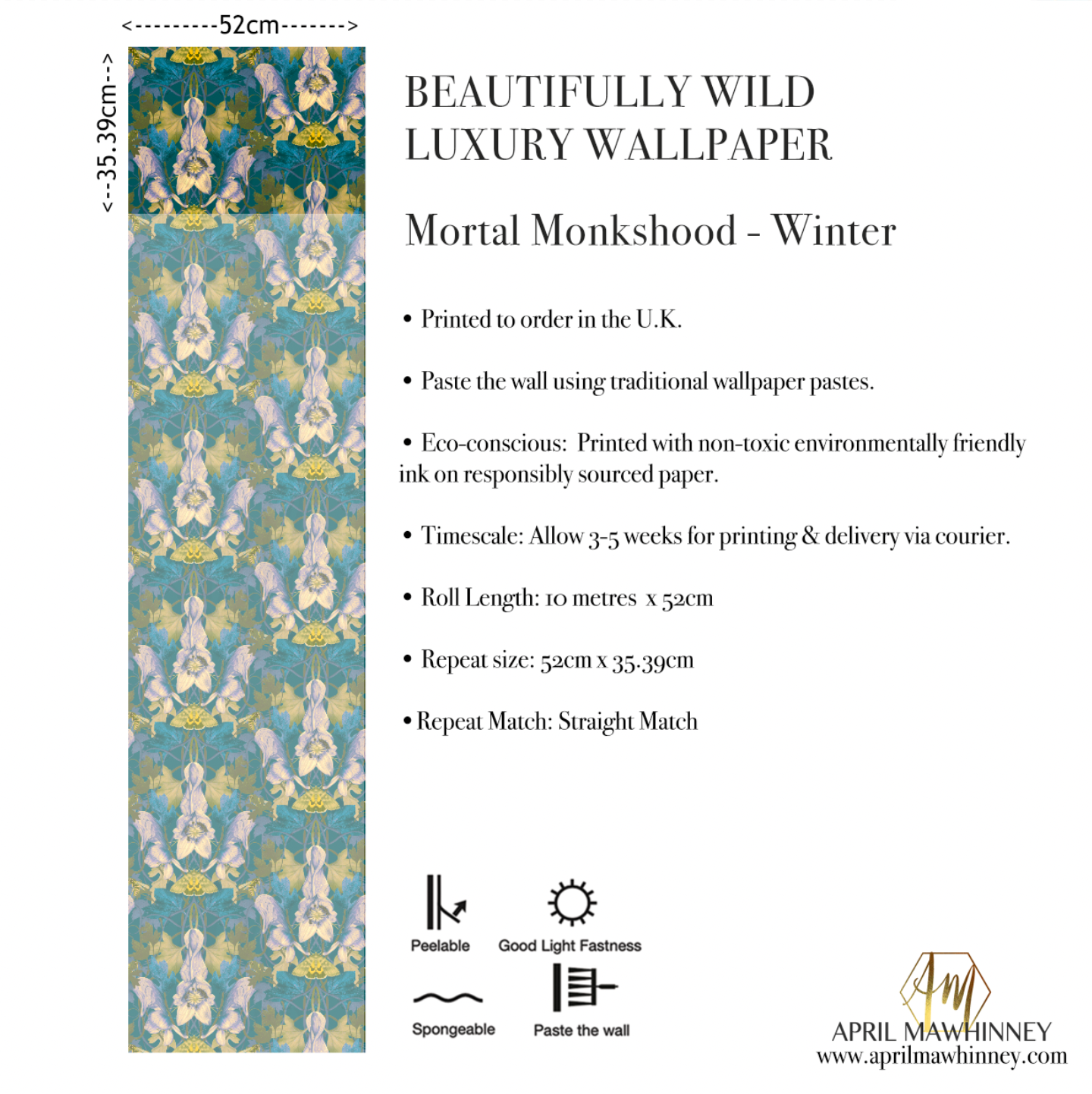 Mortal Monkshood Wallpaper SAMPLE - Winter | Luxury Botanical Wallpaper (Paste the wall)