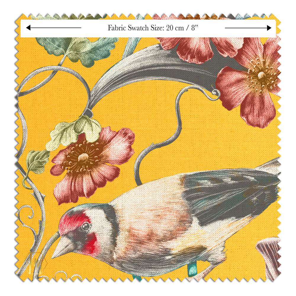 Wild Hedgerow Goldfinch Fabric SAMPLE