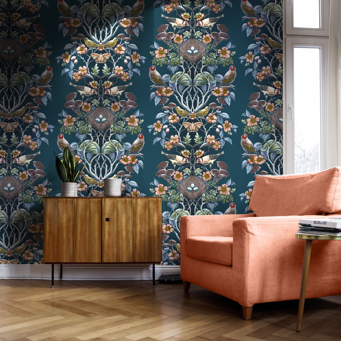 Wild Hedgerow Super Wide Wallpaper in Raven's Wing