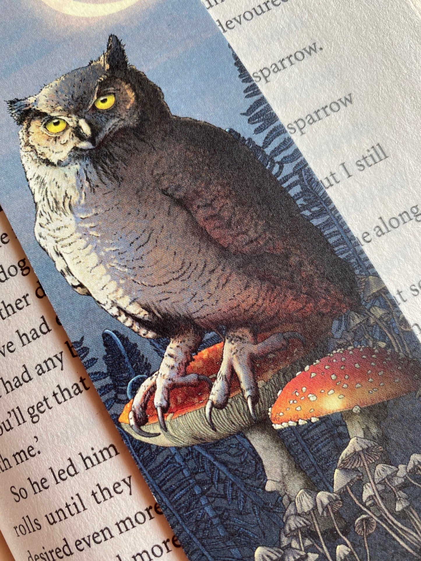 Woodland Owl and Fly Agaric Mushroom Single Bookmark