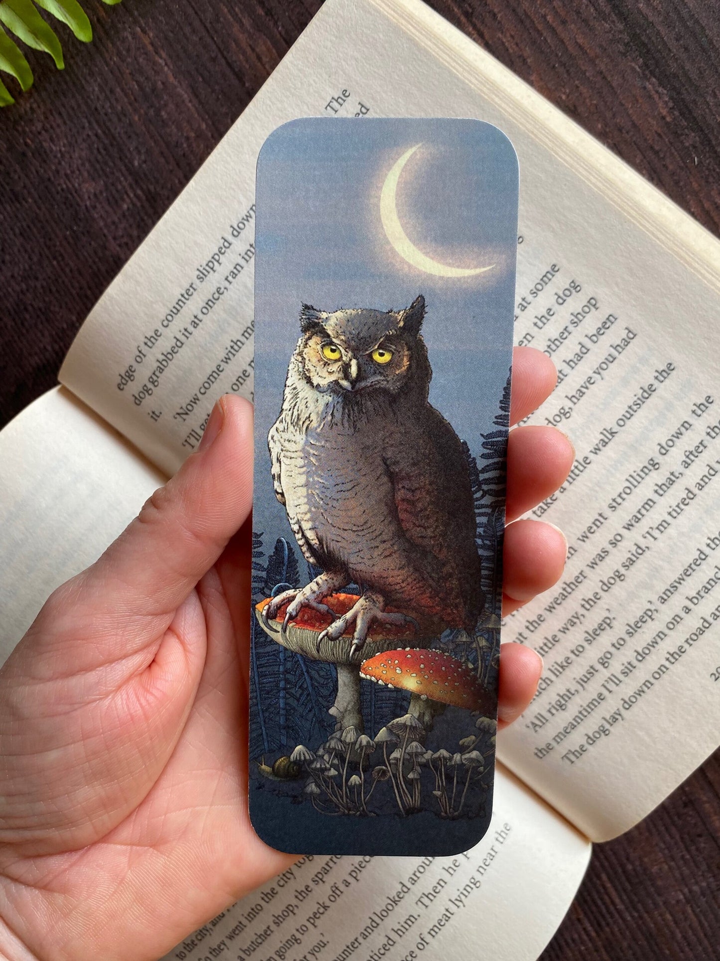 Woodland Owl and Fly Agaric Mushroom Single Bookmark