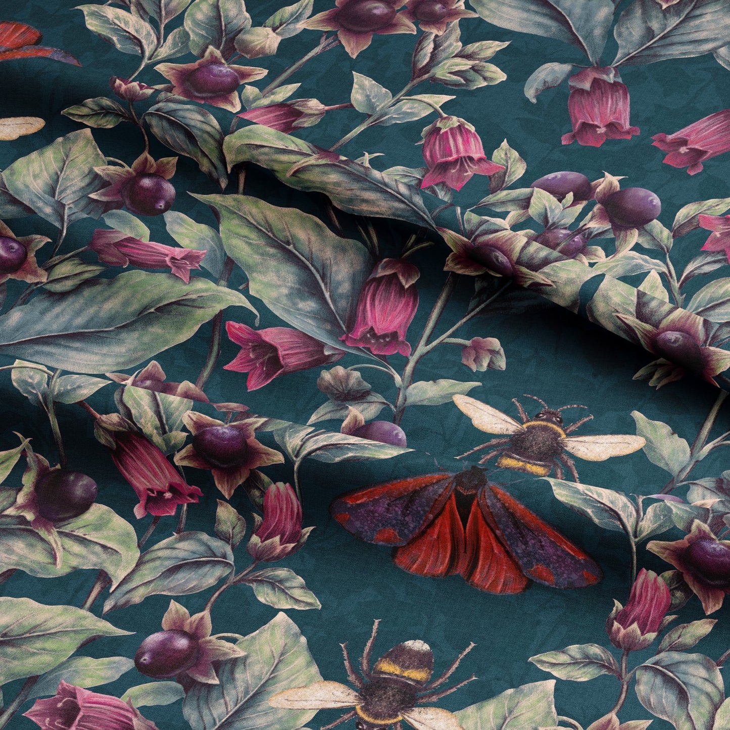 Deadly Nightshade Linen Fabric in Midnight SAMPLE