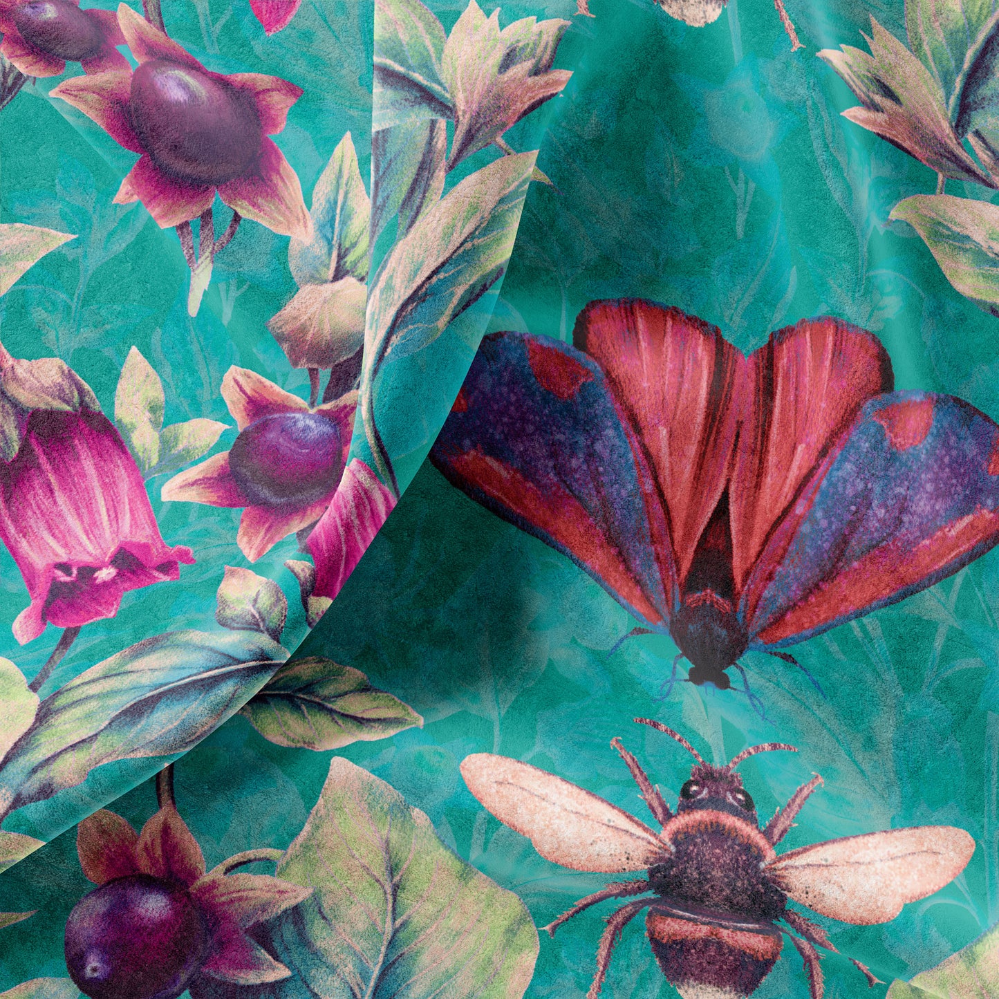 VELVET Deadly Nightshade Fabric in Arsenic