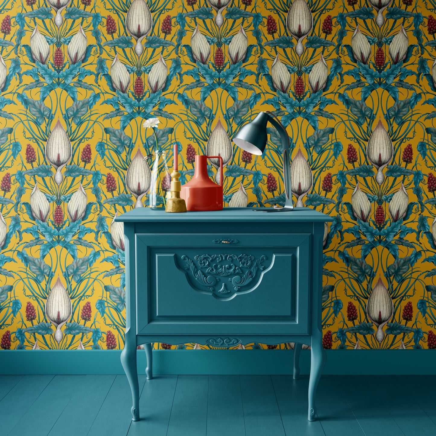 Lords & Ladies Wallpaper in Alchemist Yellow SAMPLE