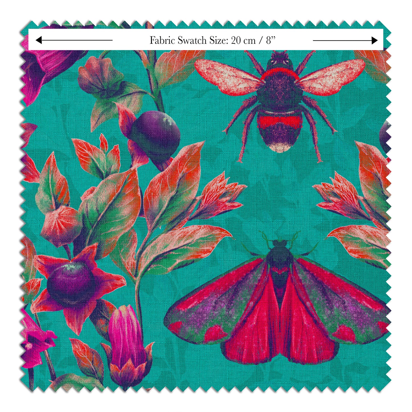 LINEN Deadly Nightshade Fabric in Belladona