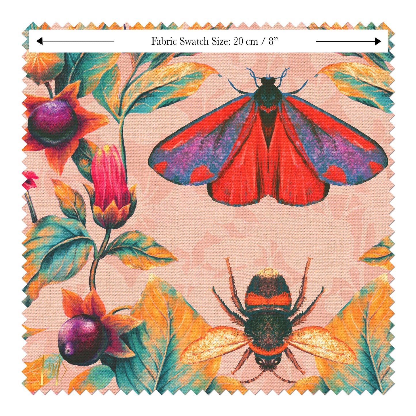 LINEN Deadly Nightshade Fabric in Lughnasa