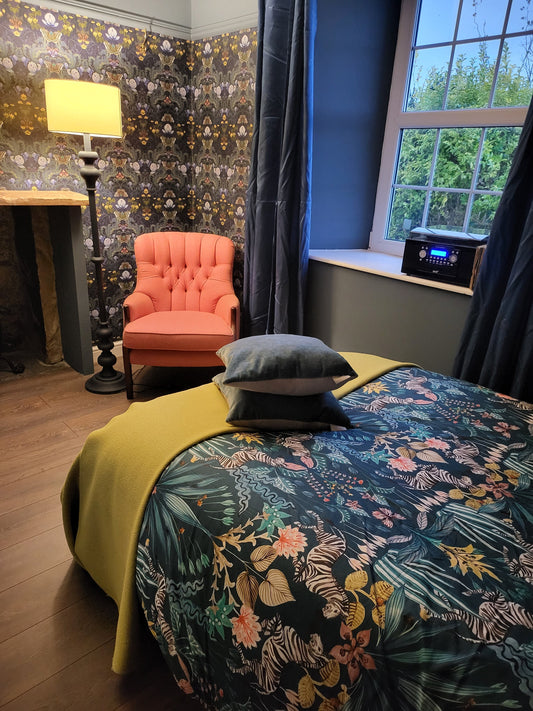 Sophie's stunning maximalist bedroom on the Isle of Bute.