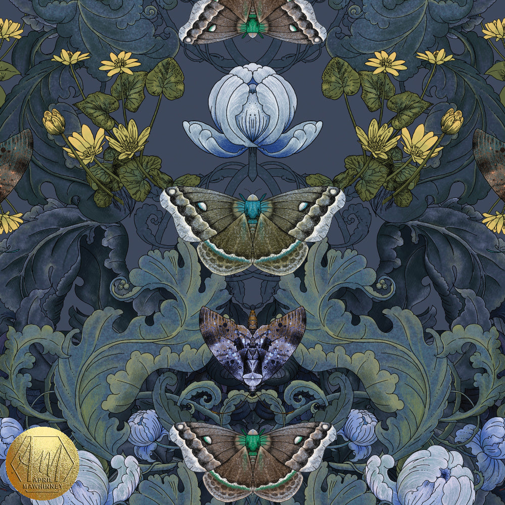 Bloomsbury Moth Wallpaper and Fabric Collection
