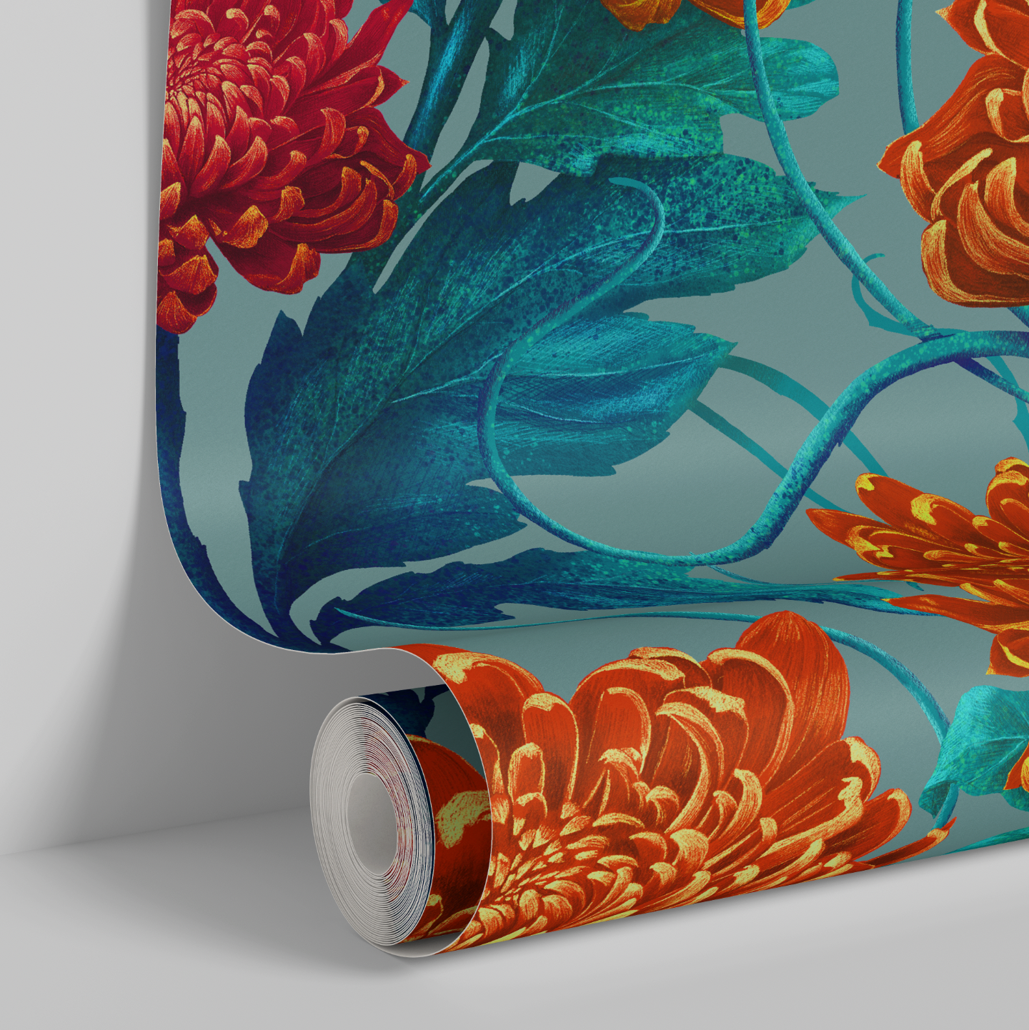 Hand drawn Luxury Floral Wallpaper and Fabric by April Mawhinney