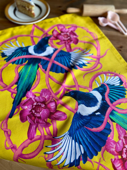 Yellow Two For Joy Tea Towel