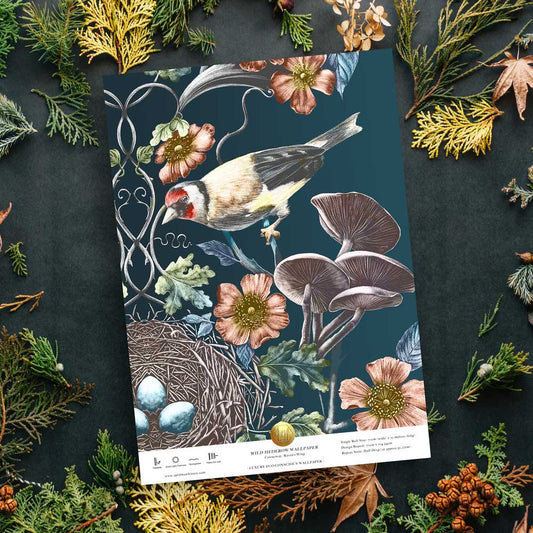 Wild Hedgerow Raven's Wing Wallpaper A3 SAMPLE