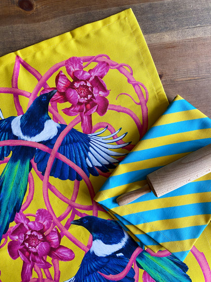 Yellow Two For Joy Tea Towel