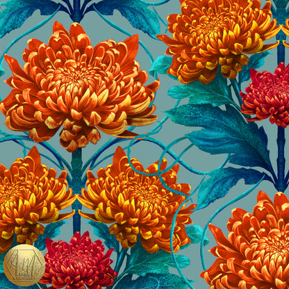 Caustic Chrysanthemum Orpiment Orange Wallpaper SAMPLE