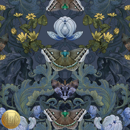 Bloomsbury Moth Arts and Crafts Style Fabric