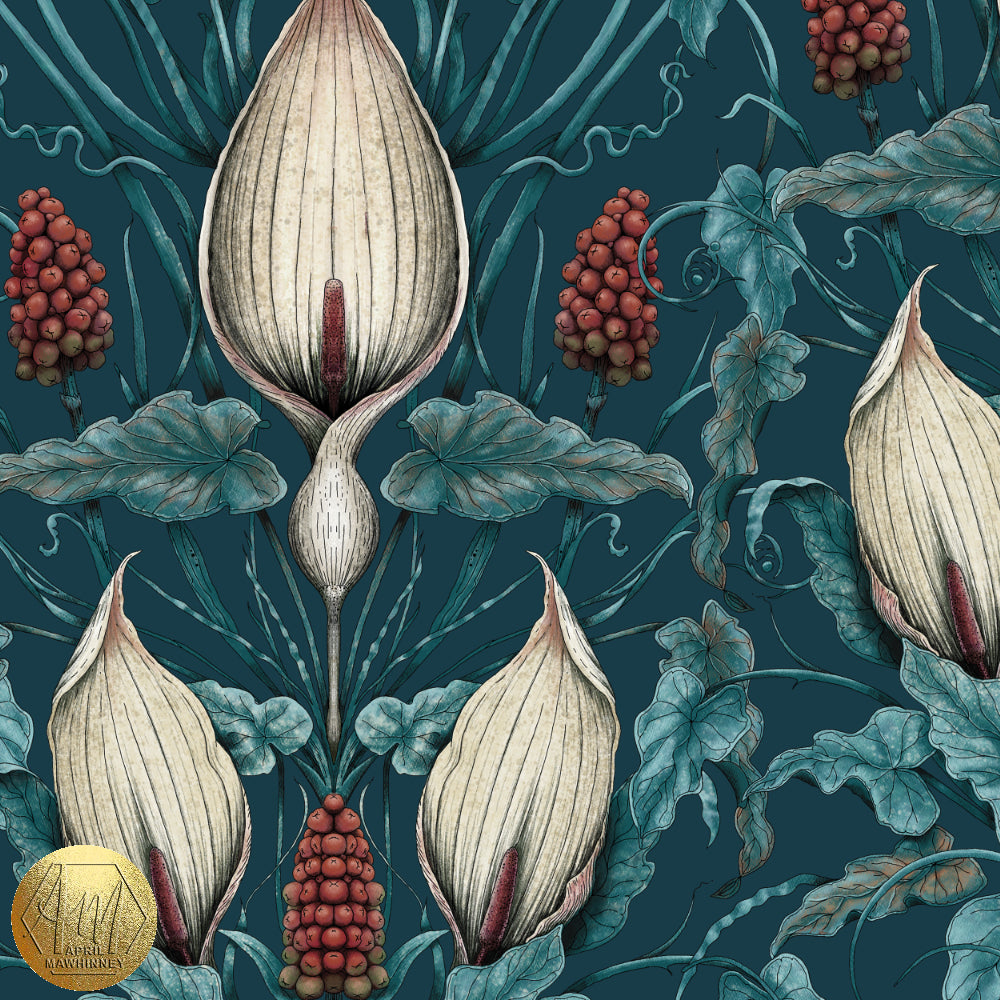 Lords and Ladies Fabric in Tincture of Teal