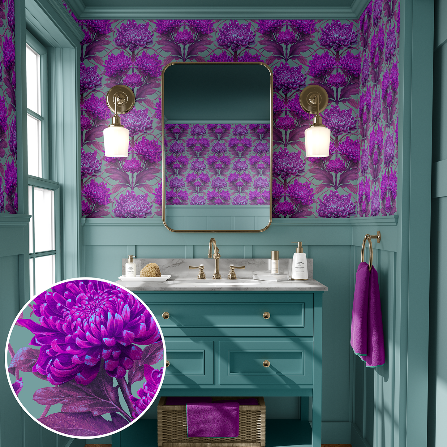 Caustic Chrysanthemum Wallpaper in London Purple