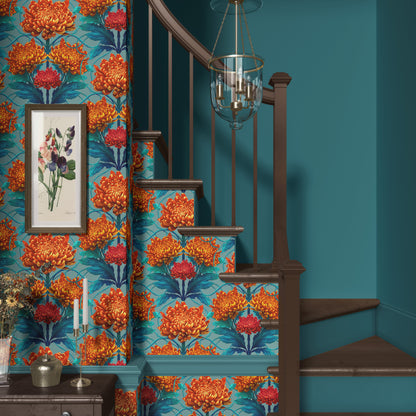 Caustic Chrysanthemum Orpiment Orange Wallpaper SAMPLE