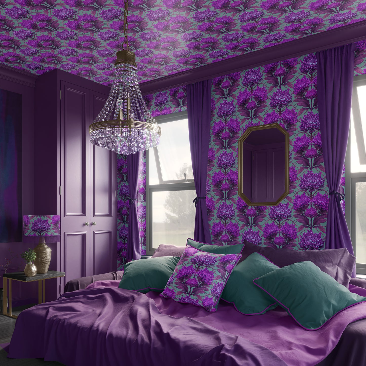 Caustic Chrysanthemum Wallpaper in London Purple