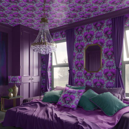 Caustic Chrysanthemum Wallpaper in London Purple