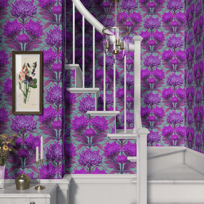 Caustic Chrysanthemum Wallpaper in London Purple