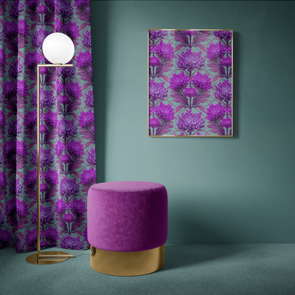 LINEN Caustic Chrysanthemum in London Purple