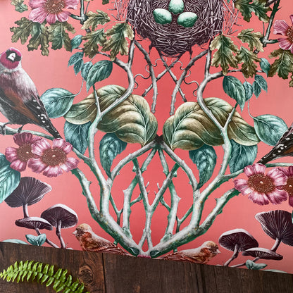 Wild Hedgerow Pink Waxcap Wallpaper A3 SAMPLE