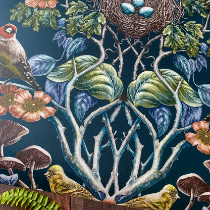Wild Hedgerow Raven's Wing Wallpaper A3 SAMPLE