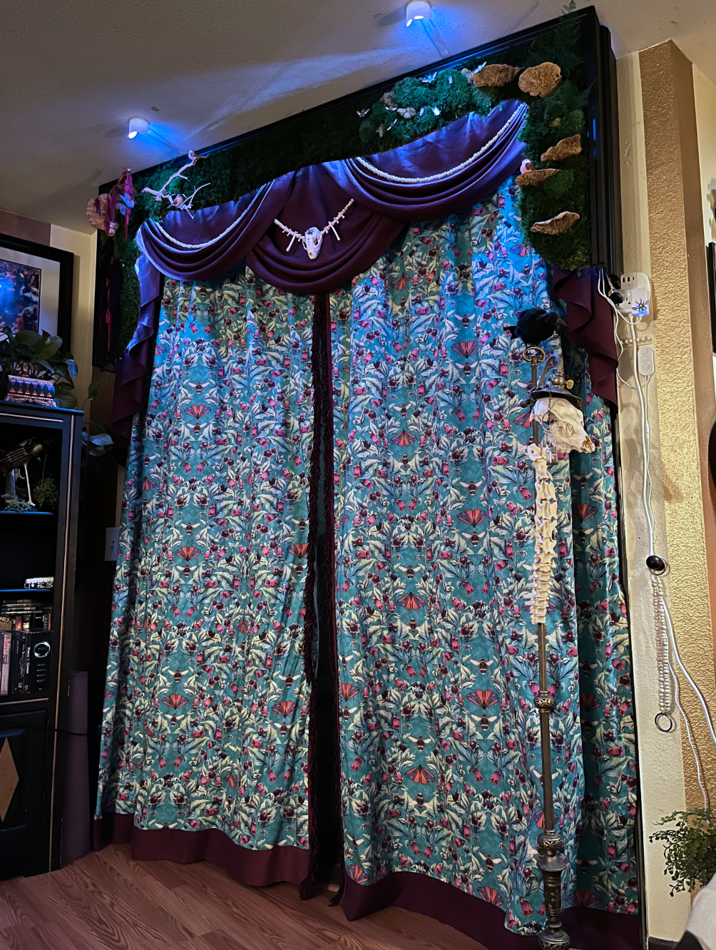 Living Room Drapes/Curtains. Deadly Nightshade Linen in Arsenic. Los Angeles.