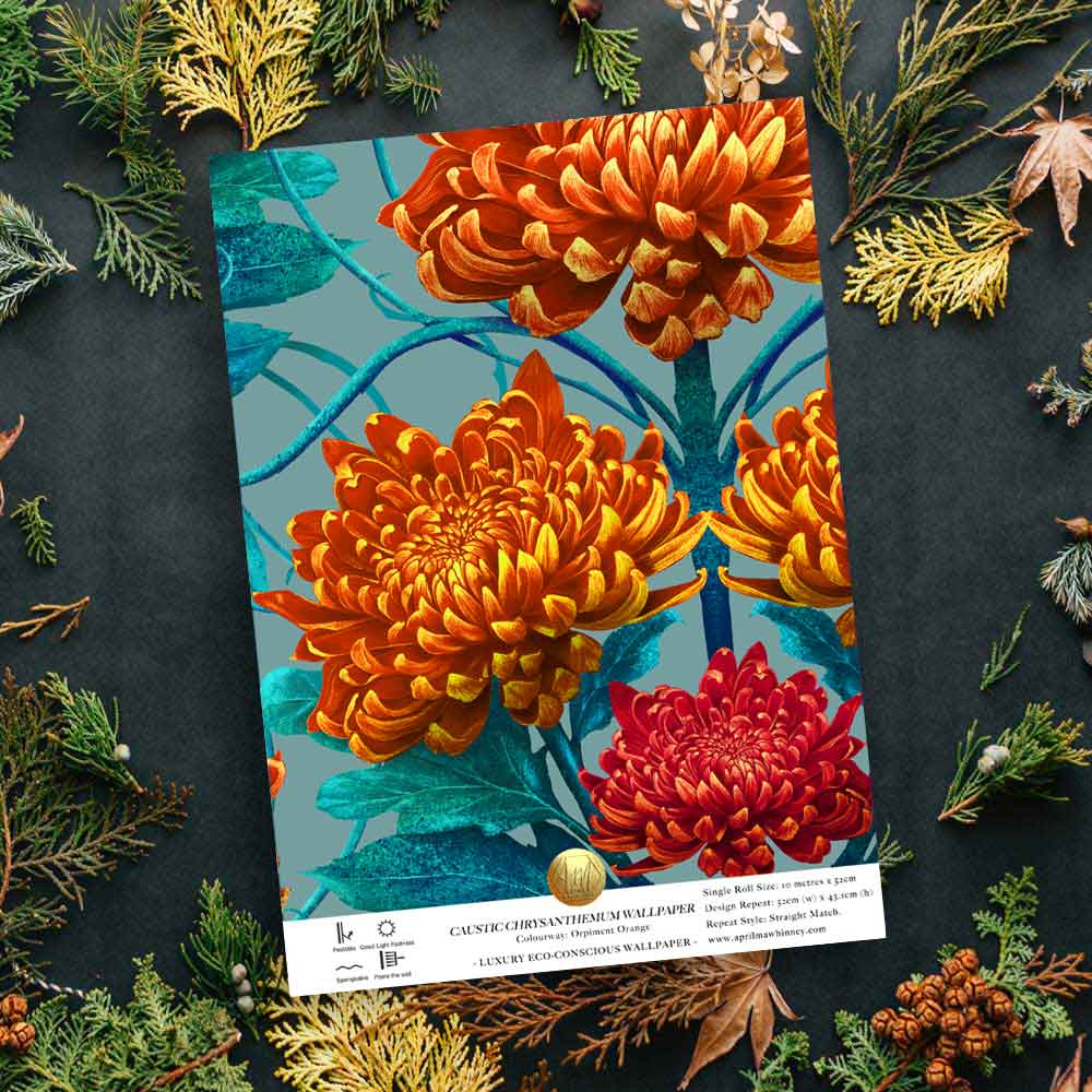 Caustic Chrysanthemum Orpiment Orange Wallpaper SAMPLE