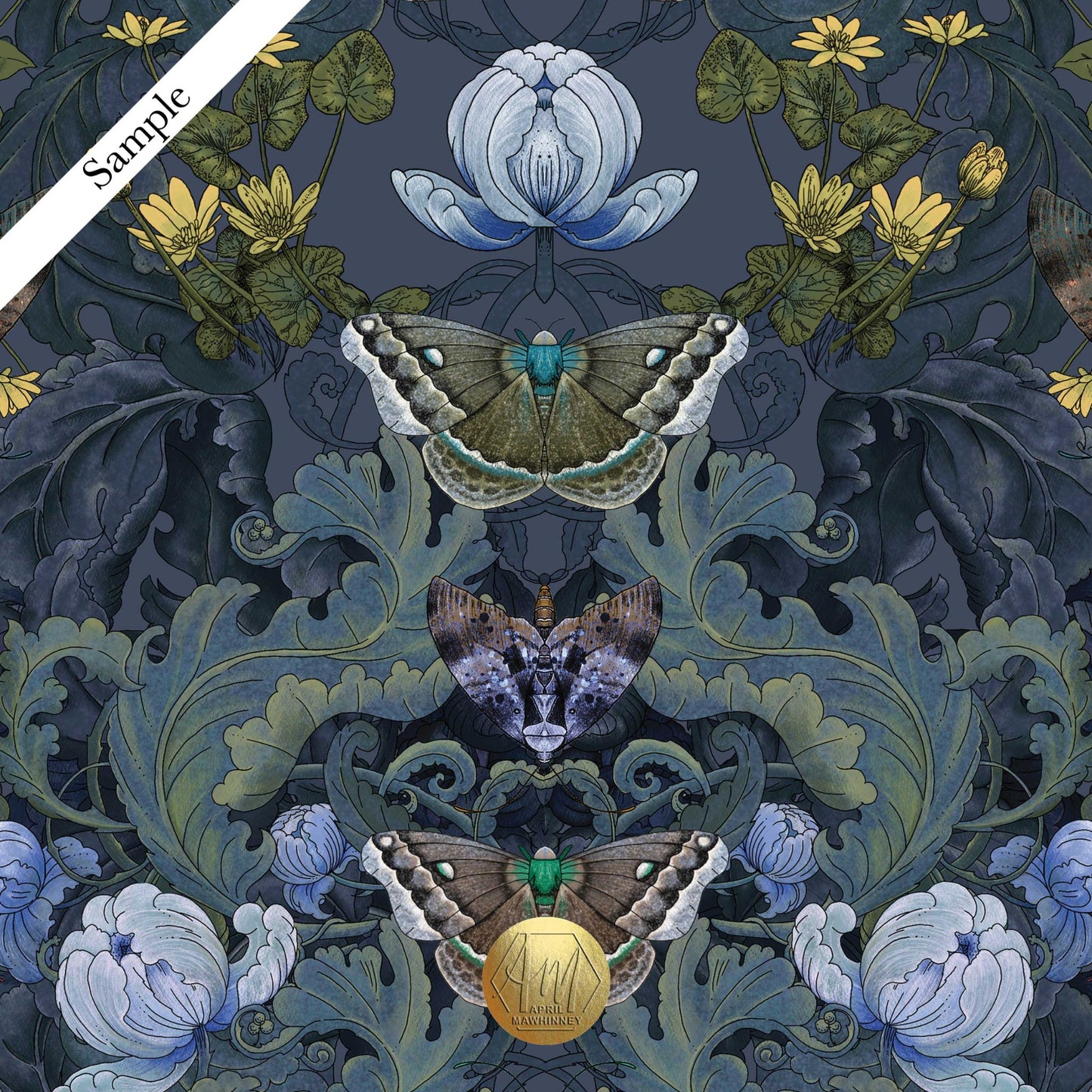 Bloomsbury Moth Super Wide Luxury Wallpaper