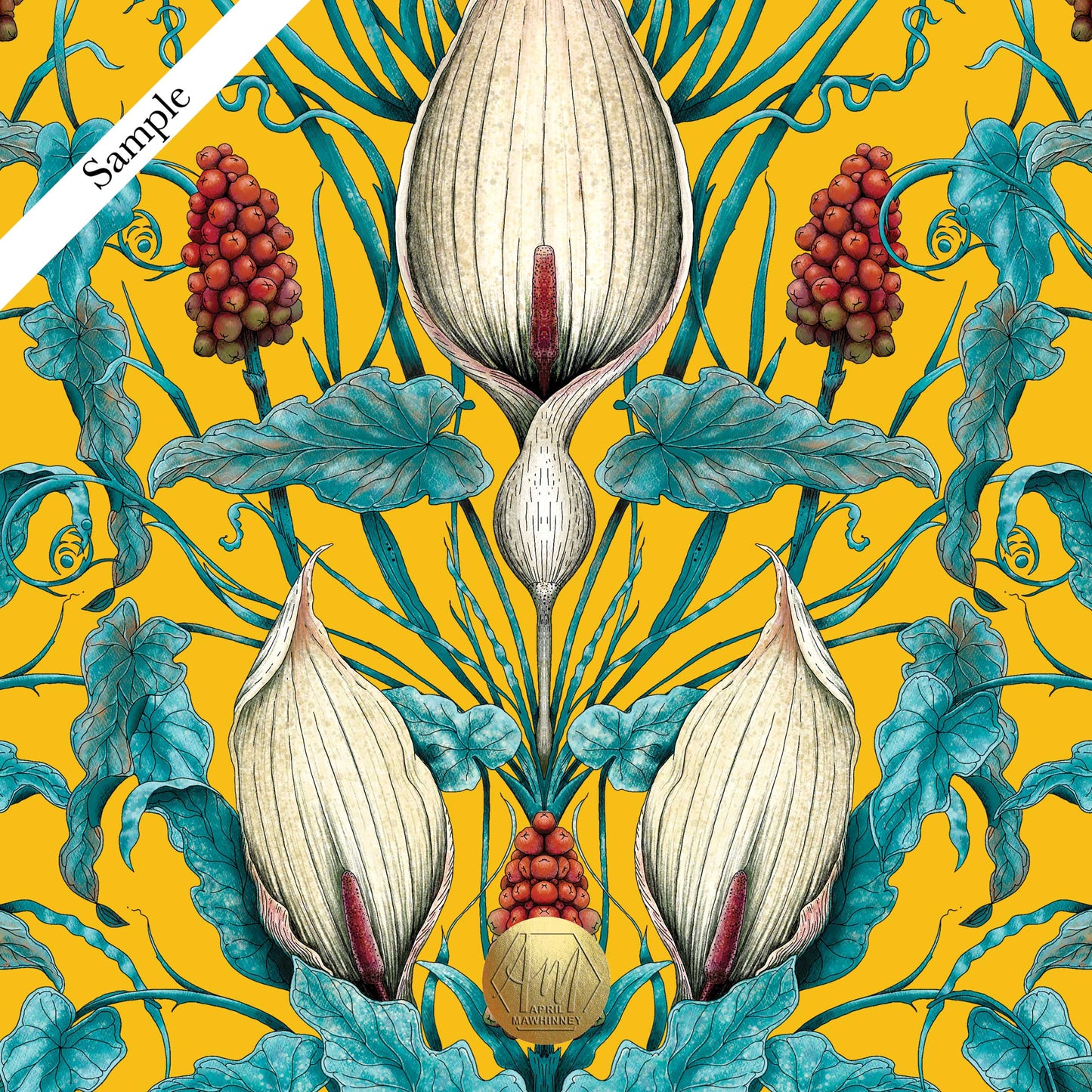 Poisonous Plant Wallpaper in Alchemist Yellow SAMPLE