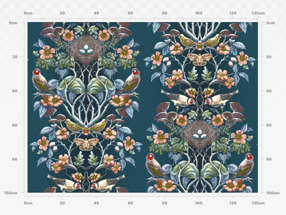 Wild Hedgerow Raven's Wing Fabric SAMPLE