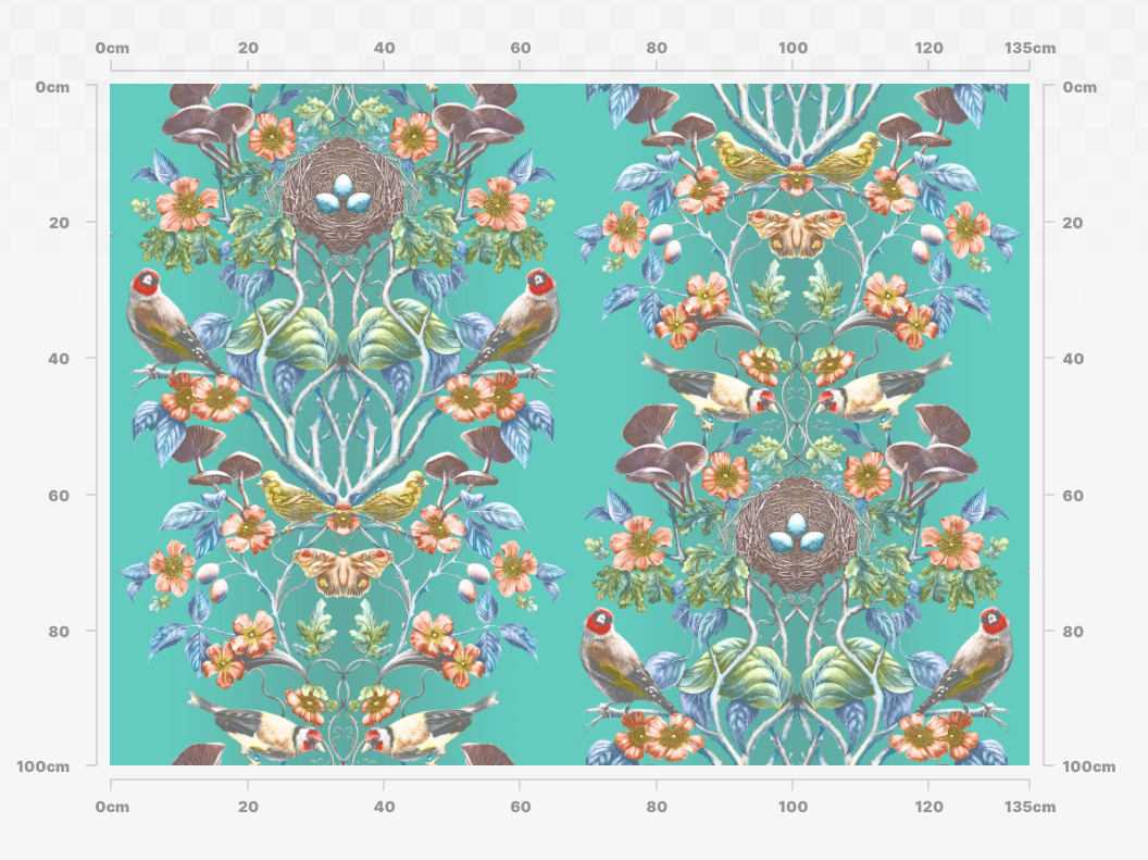 Wild Hedgerow Kingfisher Fabric SAMPLE