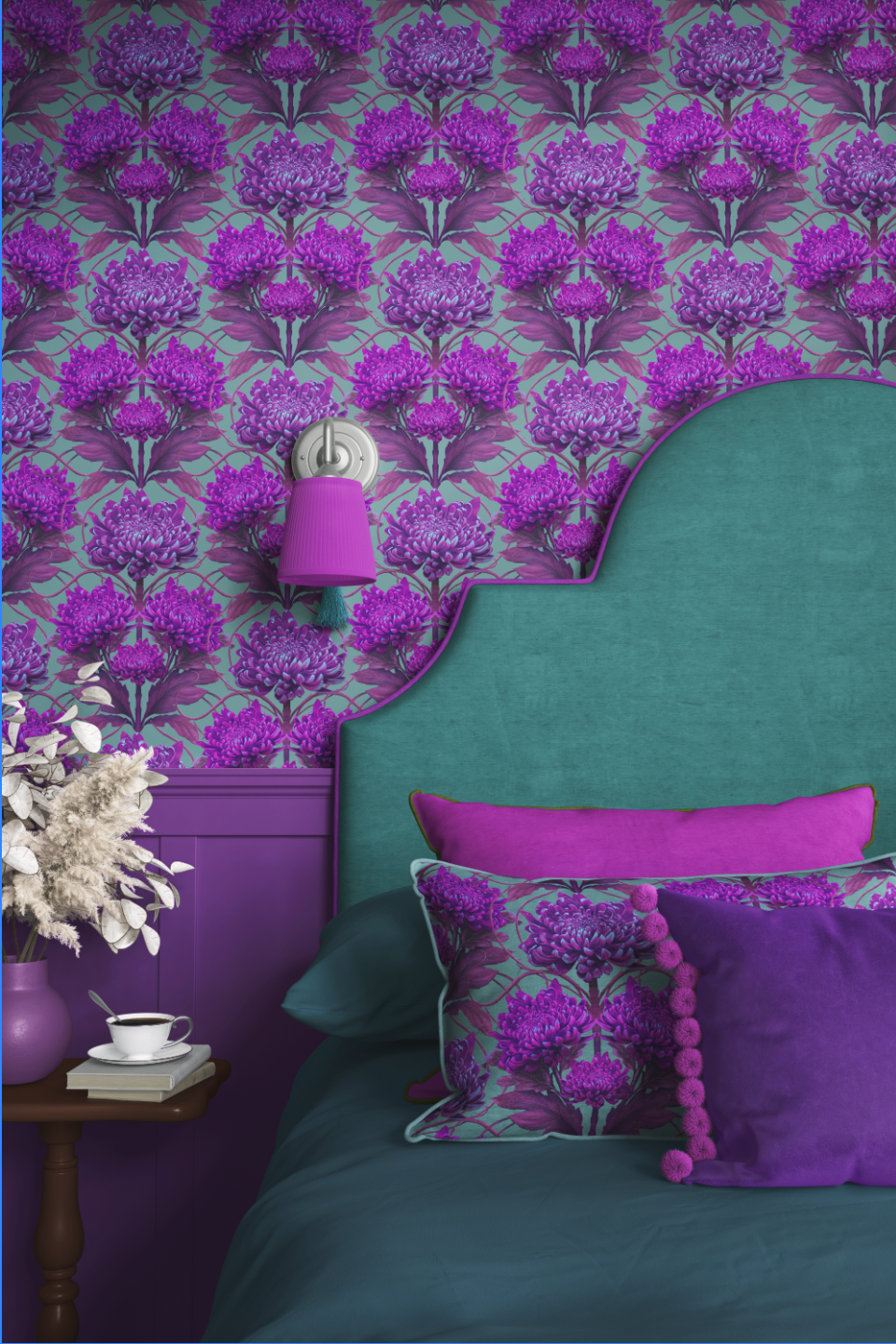 Caustic Chrysanthemum Wallpaper in London Purple