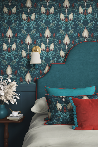 Lords and Ladies Wallpaper in Tincture of Teal