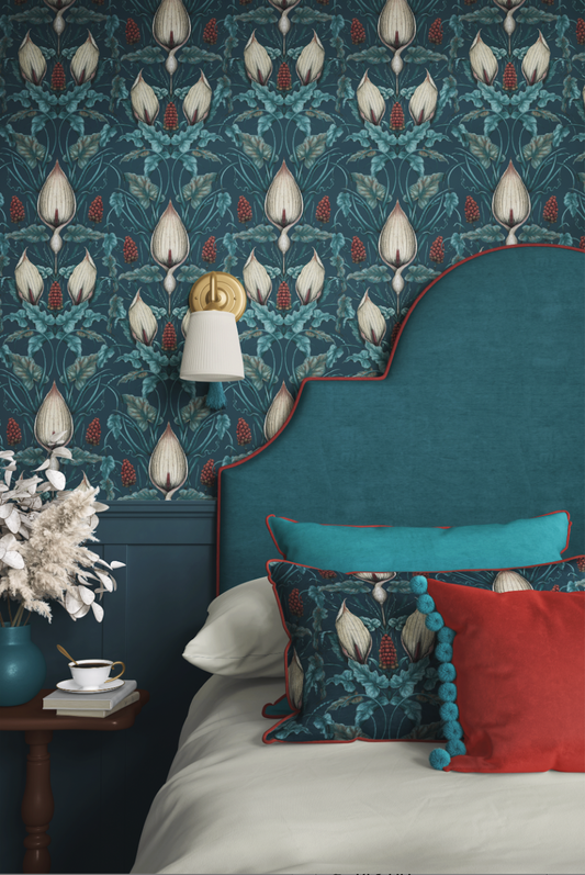 Lords and Ladies Wallpaper in Tincture of Teal