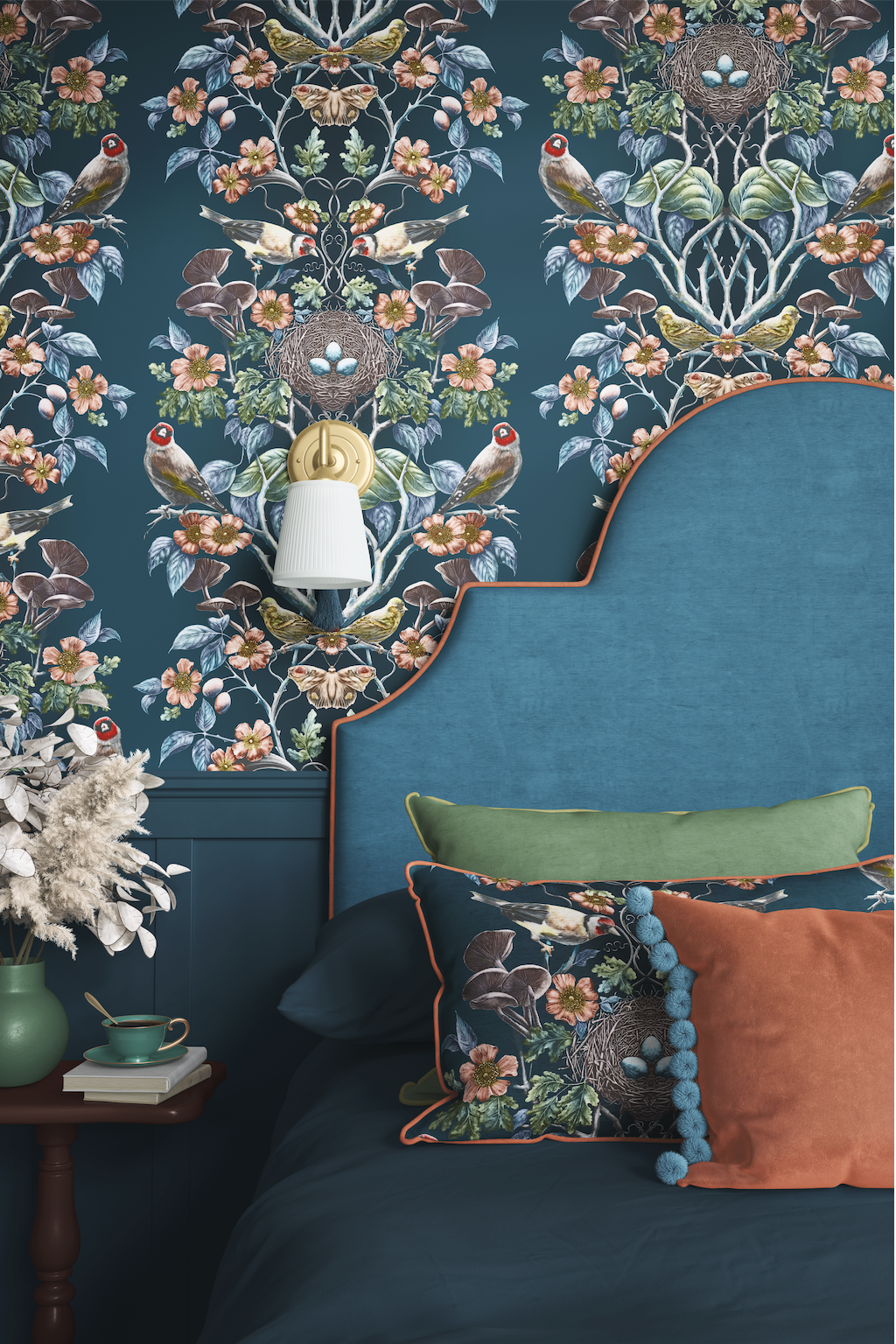 Wild Hedgerow Super Wide Wallpaper in Raven's Wing