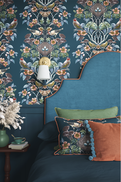 Wild Hedgerow Super Wide Wallpaper in Raven's Wing