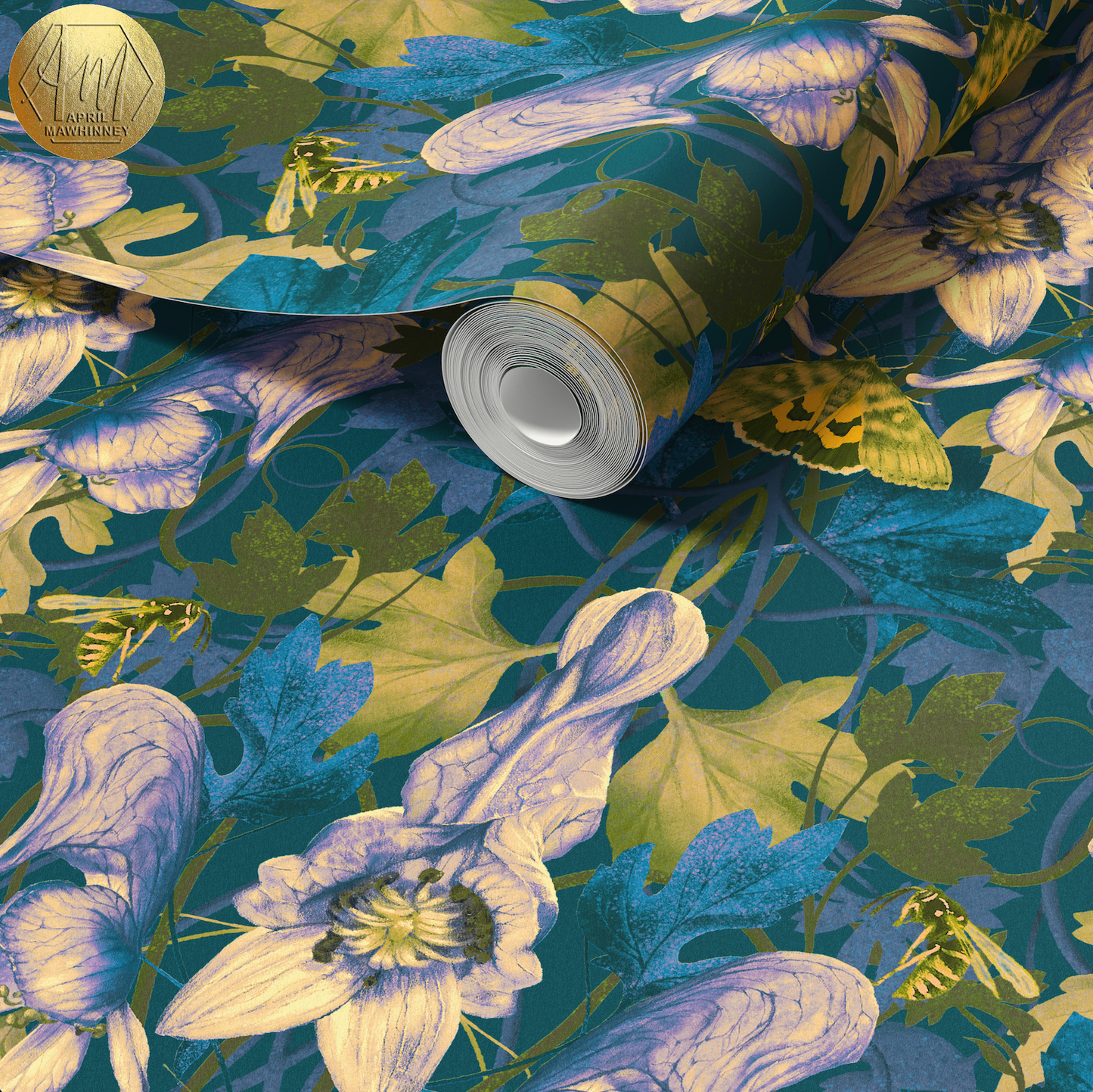 Mortal Monkshood Wallpaper SAMPLE - Winter | Luxury Botanical Wallpaper (Paste the wall)