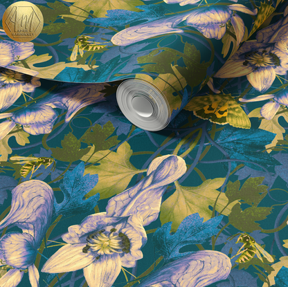 Mortal Monkshood Wallpaper SAMPLE - Winter | Luxury Botanical Wallpaper (Paste the wall)