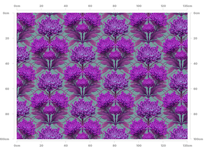Caustic Chrysanthemum London Purple Linen Fabric SAMPLE